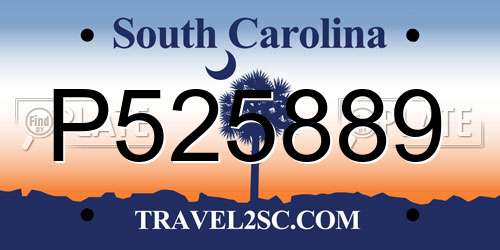 P525889 South Carolina License Plate