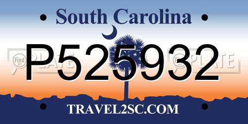 P525932 South Carolina License Plate