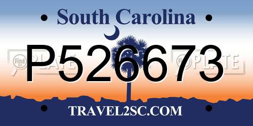 P526673 South Carolina License Plate