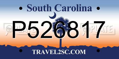 P526817 South Carolina License Plate
