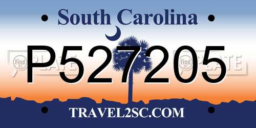 P527205 South Carolina License Plate