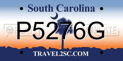 P5276G South Carolina License Plate