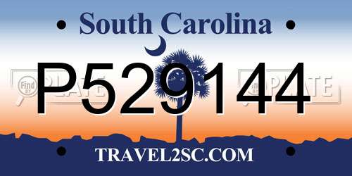 P529144 South Carolina License Plate