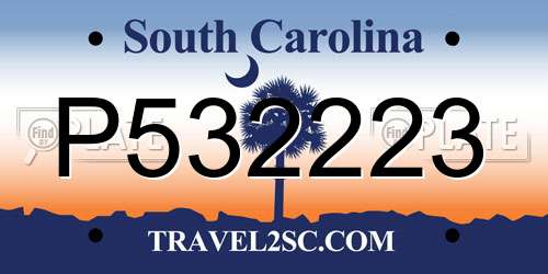 P532223 South Carolina License Plate
