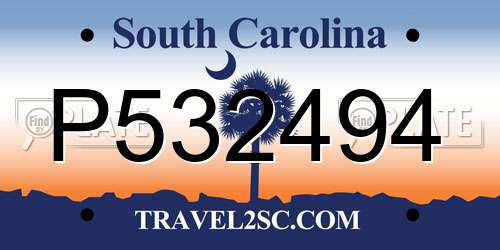 P532494 South Carolina License Plate