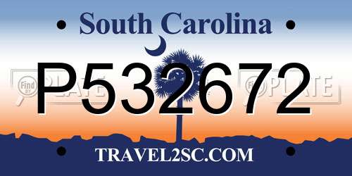 P532672 South Carolina License Plate