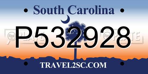 P532928 South Carolina License Plate