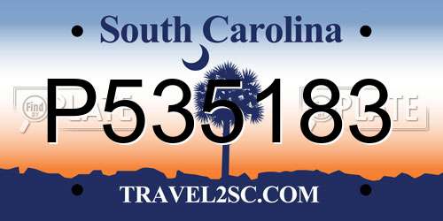 P535183 South Carolina License Plate