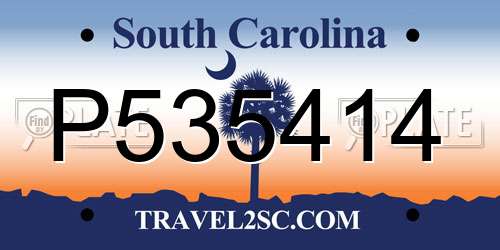 P535414 South Carolina License Plate