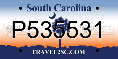 P535531 South Carolina License Plate