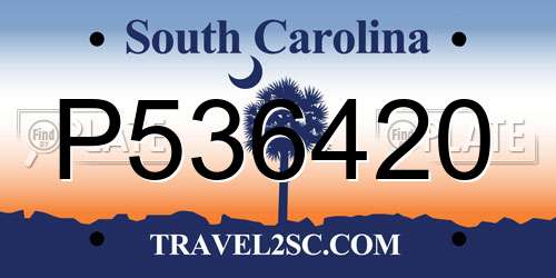 P536420 South Carolina License Plate