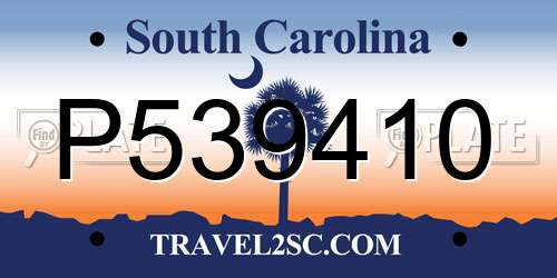 P539410 South Carolina License Plate