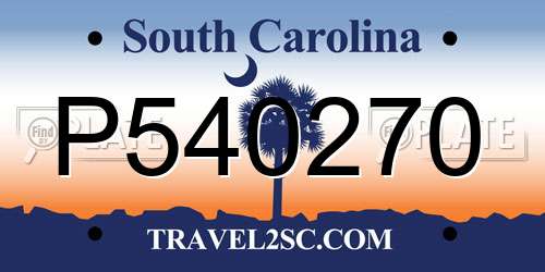P540270 South Carolina License Plate