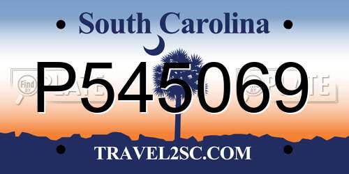 P545069 South Carolina License Plate