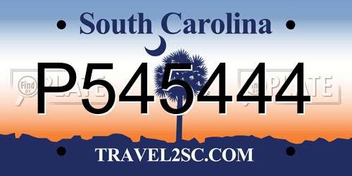P545444 South Carolina License Plate