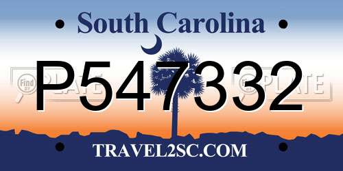 P547332 South Carolina License Plate
