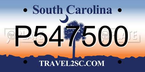 P547500 South Carolina License Plate