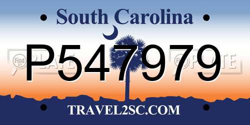 P547979 South Carolina License Plate