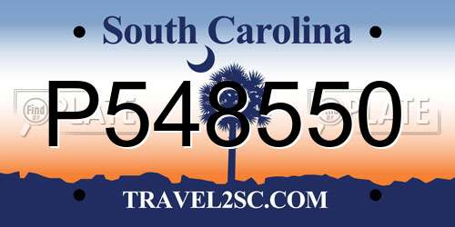 P548550 South Carolina License Plate