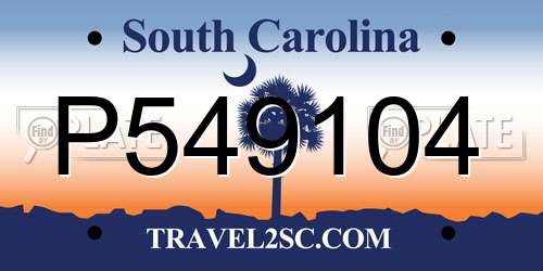 P549104 South Carolina License Plate