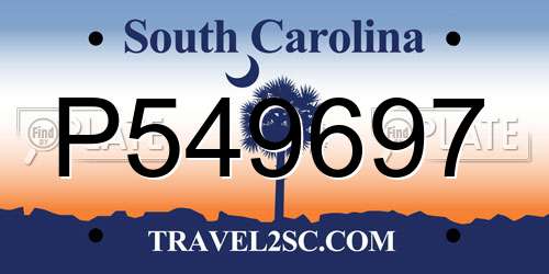 P549697 South Carolina License Plate