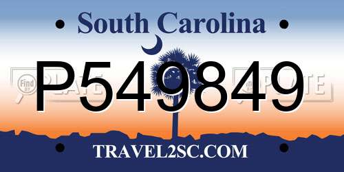 P549849 South Carolina License Plate