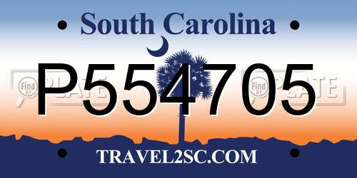 P554705 South Carolina License Plate