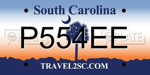 P554EE South Carolina License Plate