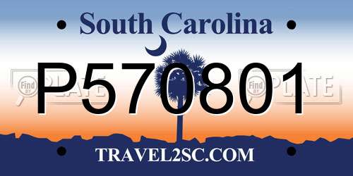 P570801 South Carolina License Plate
