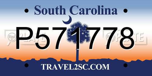 P571778 South Carolina License Plate