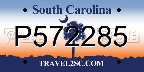 P572285 South Carolina License Plate