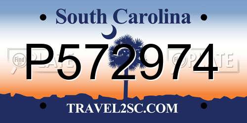 P572974 South Carolina License Plate