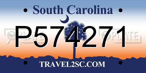 P574271 South Carolina License Plate