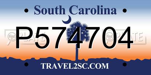 P574704 South Carolina License Plate