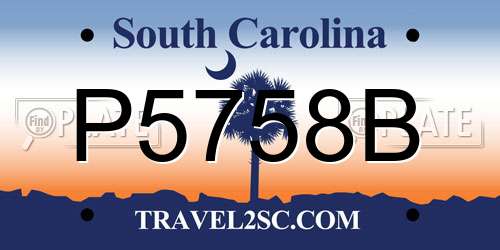 P5758B South Carolina License Plate