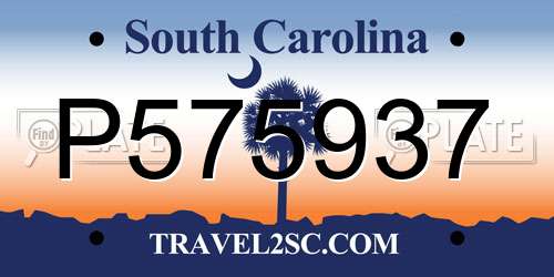 P575937 South Carolina License Plate