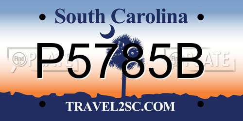P5785B South Carolina License Plate