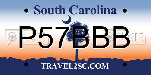 P57BBB South Carolina License Plate