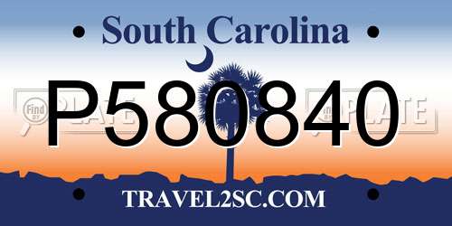 P580840 South Carolina License Plate