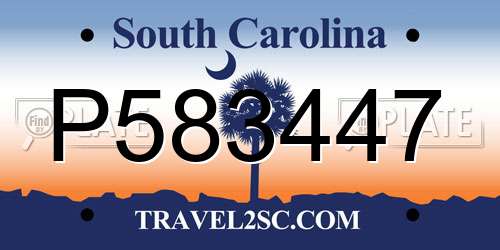 P583447 South Carolina License Plate