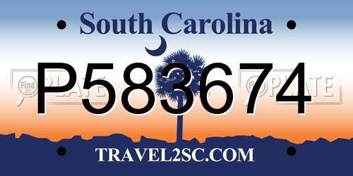 P583674 South Carolina License Plate