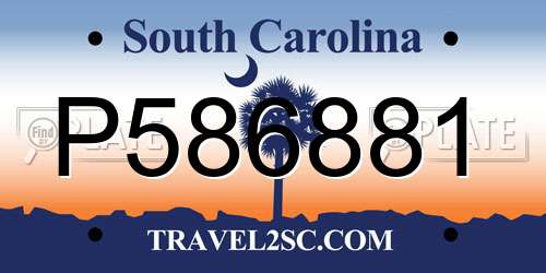 P586881 South Carolina License Plate