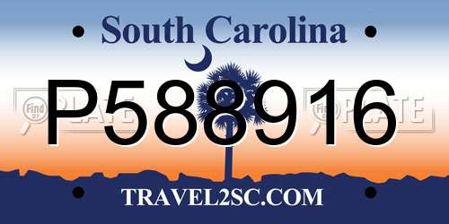 P588916 South Carolina License Plate