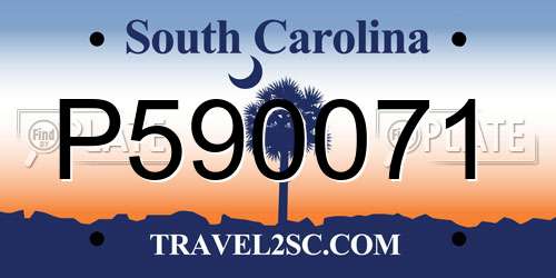 P590071 South Carolina License Plate