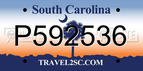 P592536 South Carolina License Plate