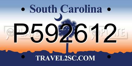 P592612 South Carolina License Plate