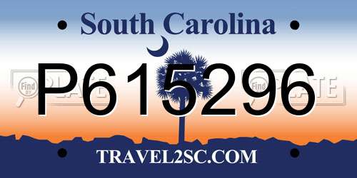 P615296 South Carolina License Plate