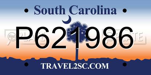 P621986 South Carolina License Plate