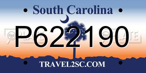 P622190 South Carolina License Plate