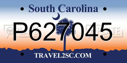 P627045 South Carolina License Plate